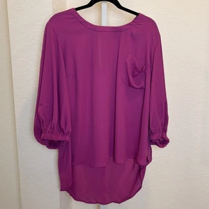 Melissa McCarthy Seven langärmliges Blusenshirt himbeerlila Übergröße 2X - Bild 1 von 4