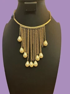 Women's Chico’s Gold Pearl Dangle Necklace One Size - Picture 1 of 7