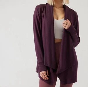 Athleta Pranayama Restore Wrap Nirvana Ultra Soft Cardigan Side Pockets Plum S - Picture 1 of 12