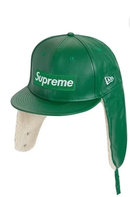 Logotipo de caja con solapa de cuero Supreme New Era 'verde' cuero de calidad de piel sintética 7 1/8  Foto 1 de 4