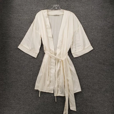 Abercrombie Fitch Robe Womens Small Medium Ivory Sleepwear Kimono Belted Wrap - Image 1 of 4
