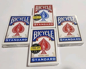 4 Decks Bicycle Standard Playing Cards (1) Red/ (3) Blue [New & Sealed] - Picture 1 of 6