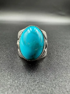 Anillo Navajo Vintage Turquesa Plata Esterlina Arthur J Williams Cabujón 12.69g - Imagen 1 de 19