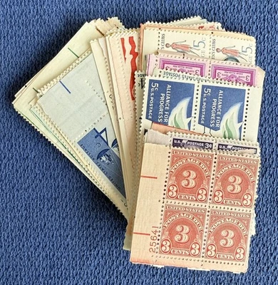 Collection 100 all Different 1 Cent Through 10 Cent Plate Blocks Stamps Mint MNH - Image 1 of 4