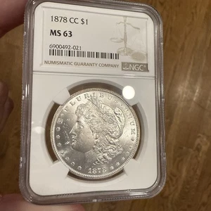 1878-CC 1 $ Morgan Silver Dollar MS63 NGC Rotated 30 Degrees Reverse Error Coin - Bild 1 von 21