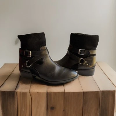 Ralph Lauren, черный, кожаный, «Макалия» ботильоны, серебряные пряжки, женщин 7.5B - Изображение 1 из 4