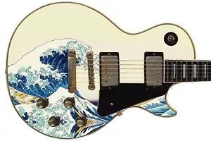 Guitar Skin Axe Wrap Re-skin Japanese Art White Caps and Blue Ocean Waves 371 - Picture 1 of 12