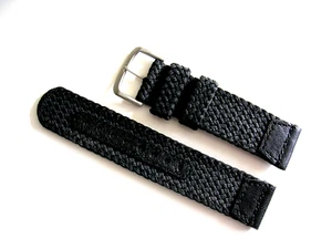 NATO® Braided Woven strap Black 2pc nylon watch band Dbl Thick Perlon fits Apple - Picture 1 of 13