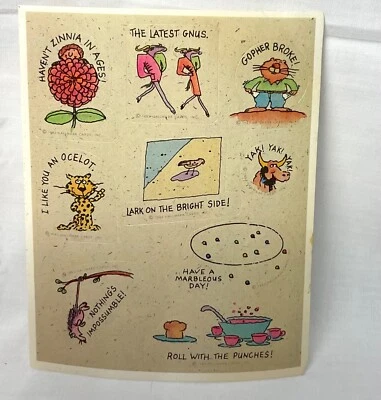 Vintage Stickers Hallmark Sticker Sheet 80s Animal Puns 1983 - Image 1 of 3