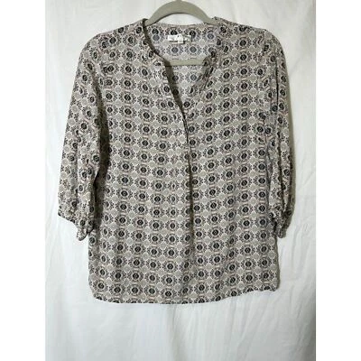 Kenar 女式几何设计 V 领衬衫,三/4 袖,尺寸 S — 第 1/4 张图片