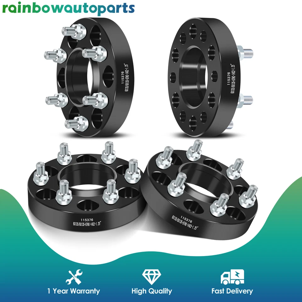 4PC 1.25" Hubcentric 6x135 Wheel Spacers For Ford F150 Lincoln Mark LT Navigator - Image 1 of 4