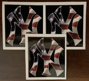 (3) New York Yankees NY USA Waterproof Vinyl Stickers 3x2.8 Stars Stripes Decals - Picture 1 of 1