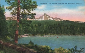 Diamond Lake at the Foot of Mt. Thielsen, Oregon Vintage PC - Picture 1 of 2