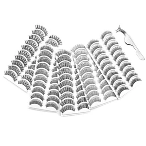 50 Pairs 5 Styles Handmade Natural False Eyelashes Set with Free Eyelash Tweezer - Picture 1 of 10