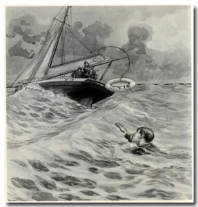 MARIN BALDO DESSIN ORIGINAL LAVIS - SAUVETAGE EN MER (COLLECTION CHALAND) - Picture 1 of 1