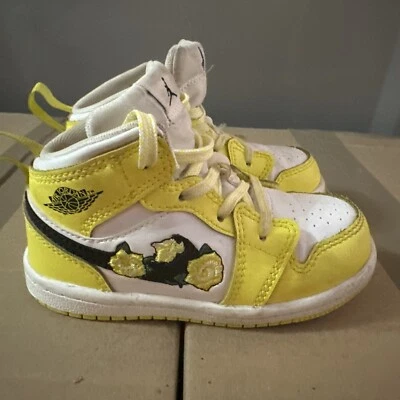 Jordan 1 Mid SE TD 7c Toddler 'Rose Patch - Dynamic Yellow' AV5172-700 w/o Box - Image 1 of 4