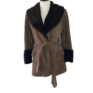 Elma Jacket Vintage Womens Size Medium Brown Suede Wrap Penny Lane England Retro - Picture 1 of 8