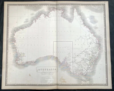 1856 W & A K Johnston Grande Mapa Antigo da Austrália, Colônias (27000) - Imagem 1 de 3