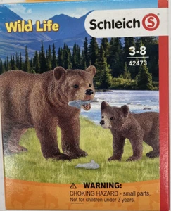 SCHLEICH Wild Life 4pc. Grizzly Mom / Cub Plastic Childs Play Set Toy #42473 - Picture 1 of 3