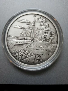Welcome to Silverbug Island - 2015 - 1 oz Antiqued Silver coin - BU in airtite - Picture 1 of 2