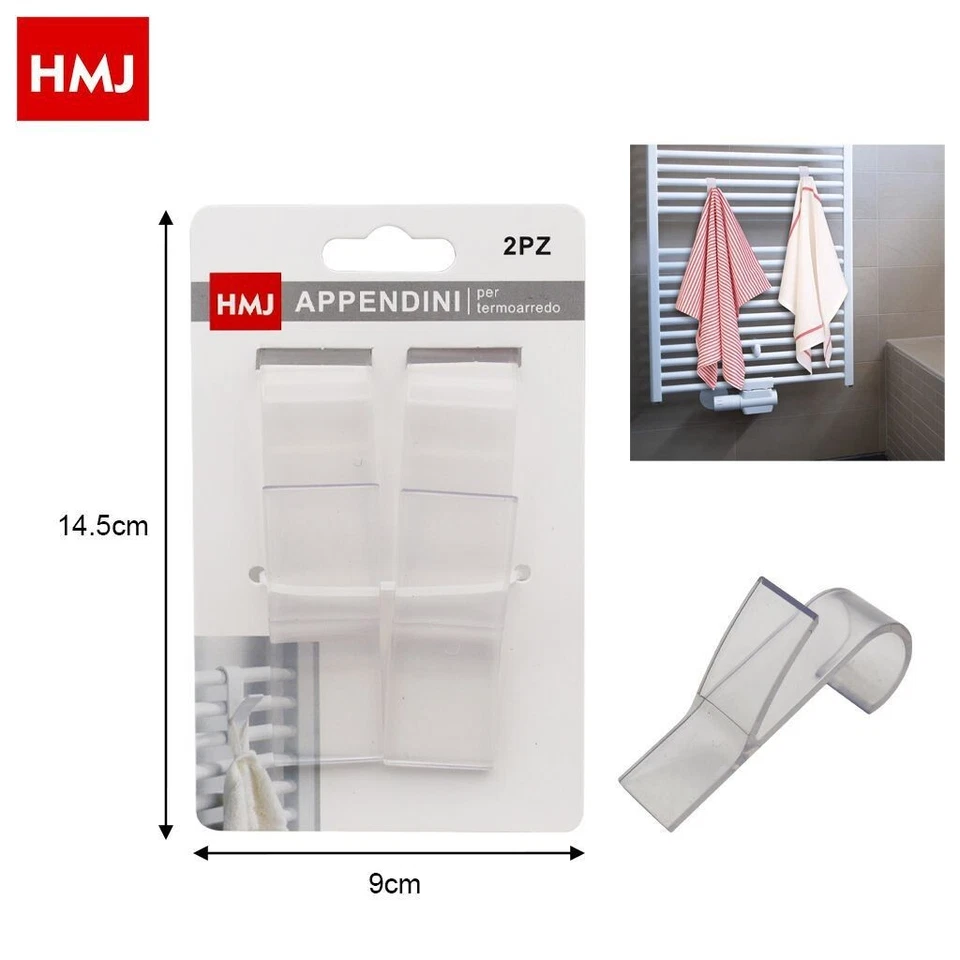 z Set 2 Pezzi Ganci Appendini In Plastica Trasparente Per Termoarredo hmj - Immagine 1 di 1