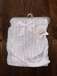 RARE HTF Little Beginnings Plush Blue Baby Blanket 30 X 36” Soft Textured NWT - Picture 1 of 4