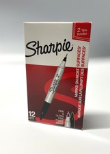  Sharpie 12 Pack Black * TWIN TIP * FINE & ULTRA FINE  Permanent Marker Pens