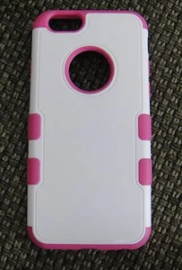 MYBAT Rubberized Tuff Protector Case for iPhone 6/6S - White/Pink - Picture 1 of 2