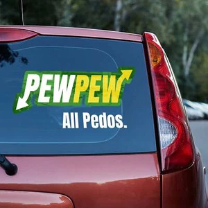 PewPew ALL Pedos Vinyl decal epstein island MAP YAP van truck window door gift - Picture 1 of 12