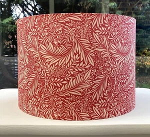 Lampshade William Morris Larkspur Red Cream Crimson Leaves Drum Table Ceiling - Picture 1 of 113