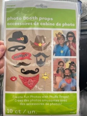 WESTERN Party Photo Props Decorations Cowboy Hat Bandanna Mustache Howdy Picture - Image 1 of 2