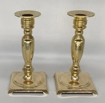 Pair Of Candle Holder Candlestick Copper Brass Yellow Metal Made In USA Decor - Image 1 of 4