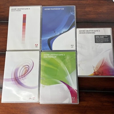 Lot of 5 MAC Adobe Photoshop DISCS CS3 Creative Suite 3 4 Acrobat 8 NO CODES - Image 1 of 4