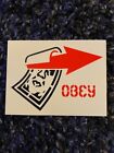 OBEY GIANT "Overnight Arrow" (red/cream) STICKER Shepard Fairey 4" x 3" (2017)