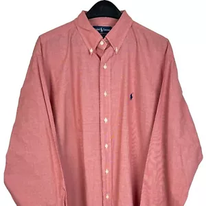 Ralph Lauren Men's 17 34/35 (2XL) Relaxed Red Check Button Down Light Cotton - Picture 1 of 5