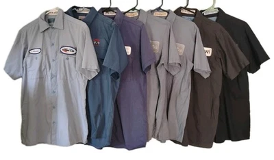 Lot Of 7, Medium, Short Sleeve Uniform Work Shirts Button Up Assorted Colors - Image 1 of 4