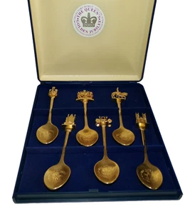 The Queen's Golden Jubilee 22ct Gold Plated Spoons in Box - Picture 1 of 4