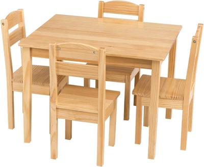 Nightcore 儿童木制桌子和 4 椅子套装,活动桌椅套装 2 至 6 件 — 第 1/4 张图片