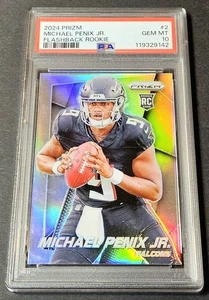 2024 Panini Prizm Flashback Silver Rookie Michael Penix Jr RC #2 Falcons PSA 10 - Picture 1 of 2