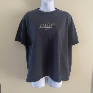 Vintage Women's NIKE T-Shirt Short Sleeve Black Green Size XL Extra Large Cotton - Picture 1 of 12