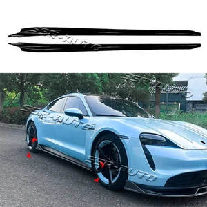 For 2020-2025 Porsche Taycan ABS Gloss Black Side Skirt Spoiler Lip - Picture 1 of 8