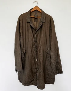 Transit Uomo Men's Large Waxed Linen Trench Coat Avant Garde Italian Designer L - Picture 1 of 14