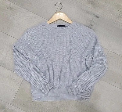 Suéter corto tejido acanalado Brandy Melville para mujer talla única azul algodón suéter redondo Foto 1 de 4