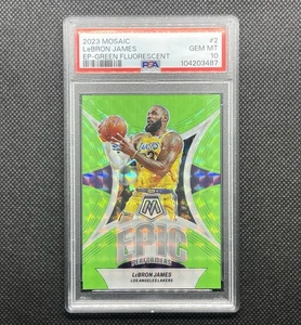 2024-24 Panini Mosaic #2 LeBron James 06/10 PSA 10 Fluorescent Green Prizm - Picture 1 of 3