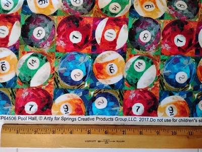  Cotton Quilting Sewing Fabric 'Pool Hall' By Springs Creative by the Yard - Image 1 of 4