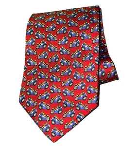 Ralph Lauren Seidenkrawatte Motorrad Trike Neuheit Print rot blau Herrenkrawatte " - Bild 1 von 5