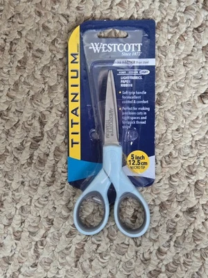TIJERAS DE TITANIO WESTCOTT 5 PULGADAS (12,5 cm) - MANGOS AZULES Y GRISES Foto 1 de 3