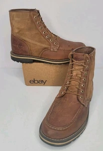 Timberland Herren Größe 10,5 Mokassinnaht Schnürung Braun Leder Arbeitsstiefel #A12HN  - Bild 1 von 19