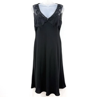 VTG Y2K Jones NY Dress Womens 12 Black Babydoll Whimsigoth Fairy Grunge Beads - Image 1 of 4