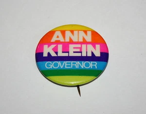 NJ 1973 Ann Klein for Governor Rainbow Campaign Political Pin Button Neu NOS - Bild 1 von 1